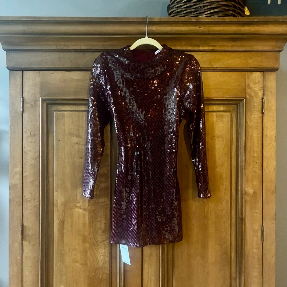 Abercrombie & Fitch Sequin Mini Dress in Burgundy
